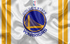 Golden State Warriors Logo On White Satin Flag Wallpaper